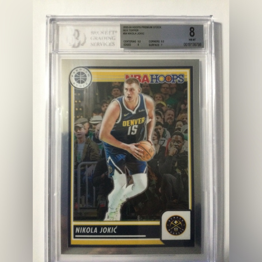 2023-24 Panini Hoops Premium Stock Box Topper #24 Nikola Jokic BGS 8 NM-MT
